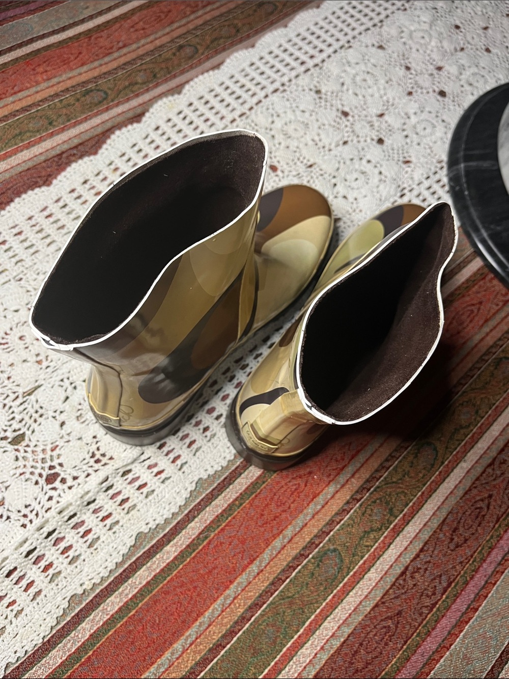 Vintage Coach cut off DIY Chop tall to short boots pull on brown tan Rain Boots - Picture 9 of 10